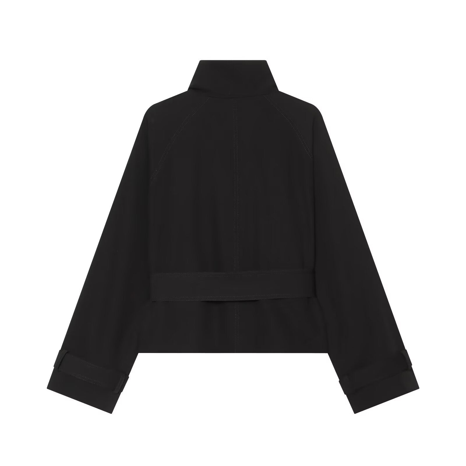 Image of Gabardina entallada de doble botonadura negra para mujer