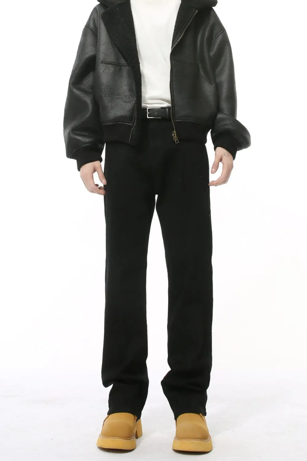 Image of Black mid-rise pocket jeans, product photograph 5