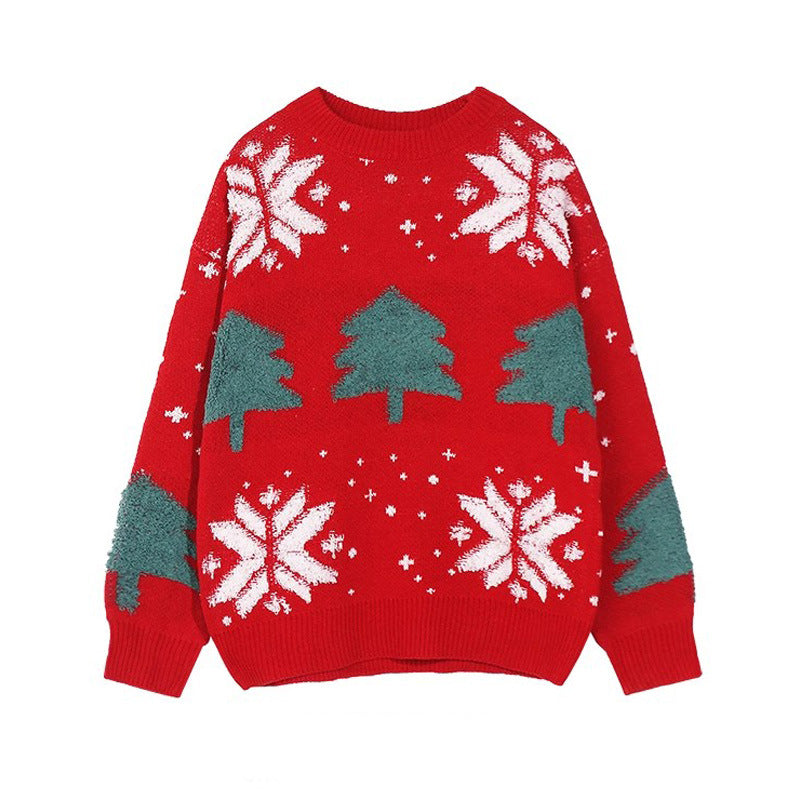 Snowflake and Christmas tree pullover sweater