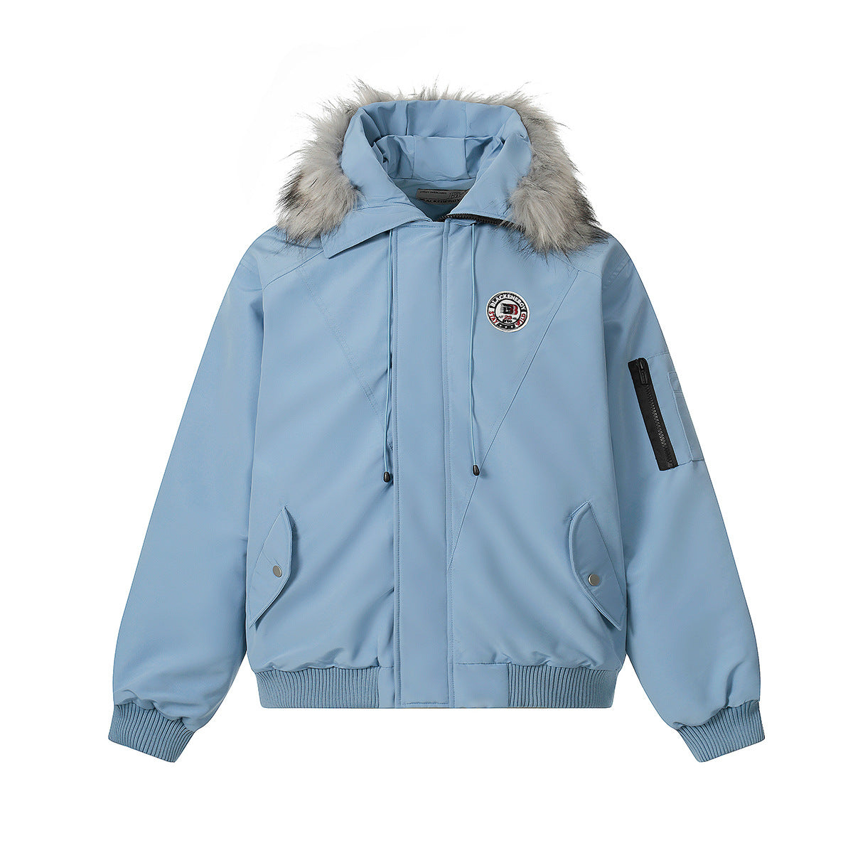 Cotton padded zip-up jacket with fur collar