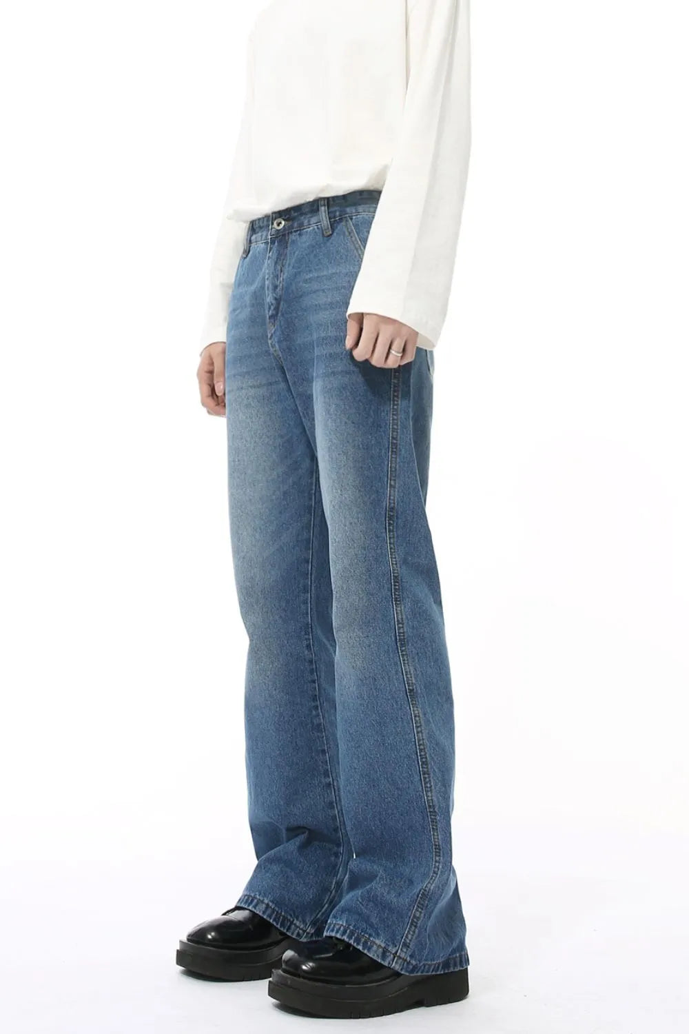 Image of Medium and Dark Mid-Rise Jeans