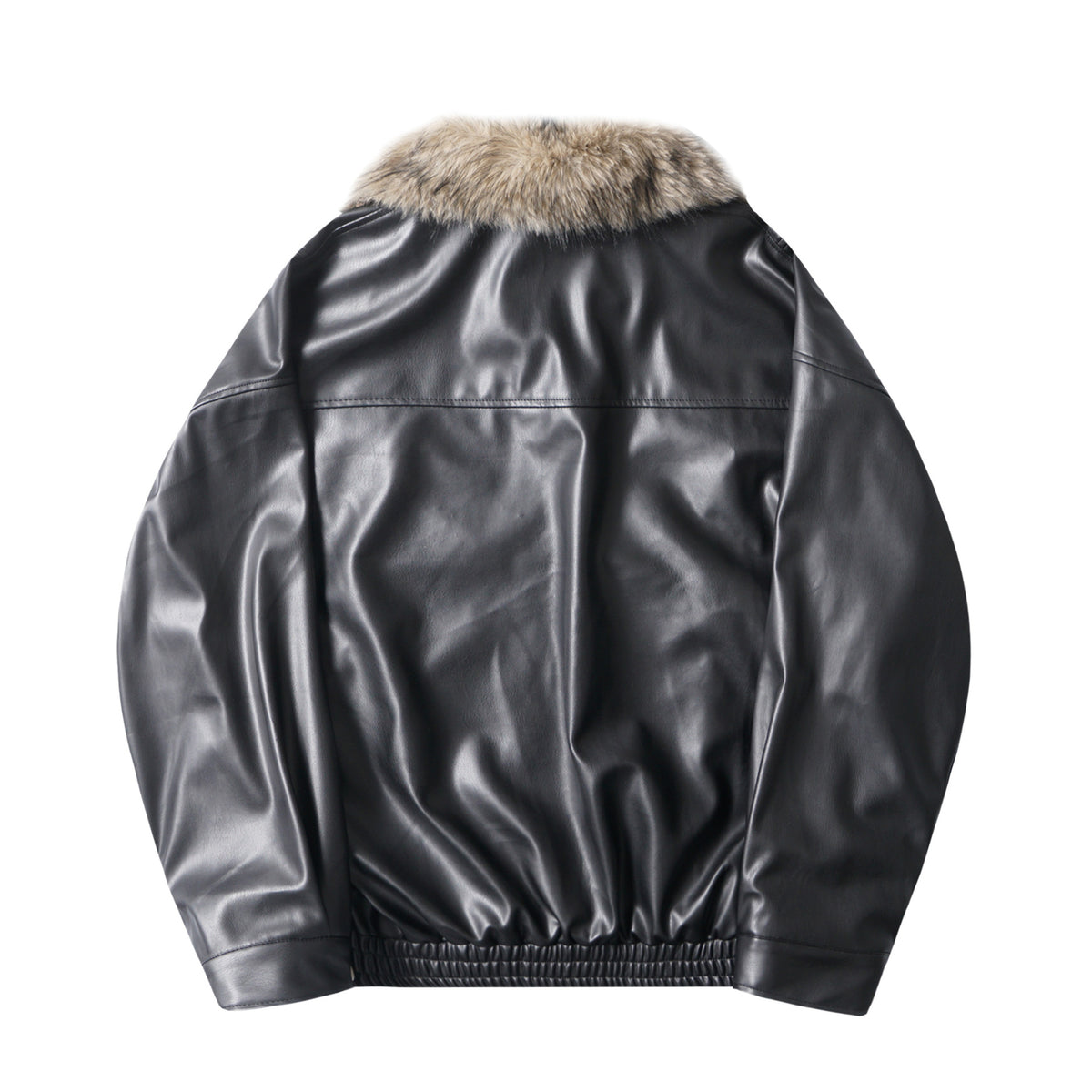 Women's black zip-up faux leather jacket