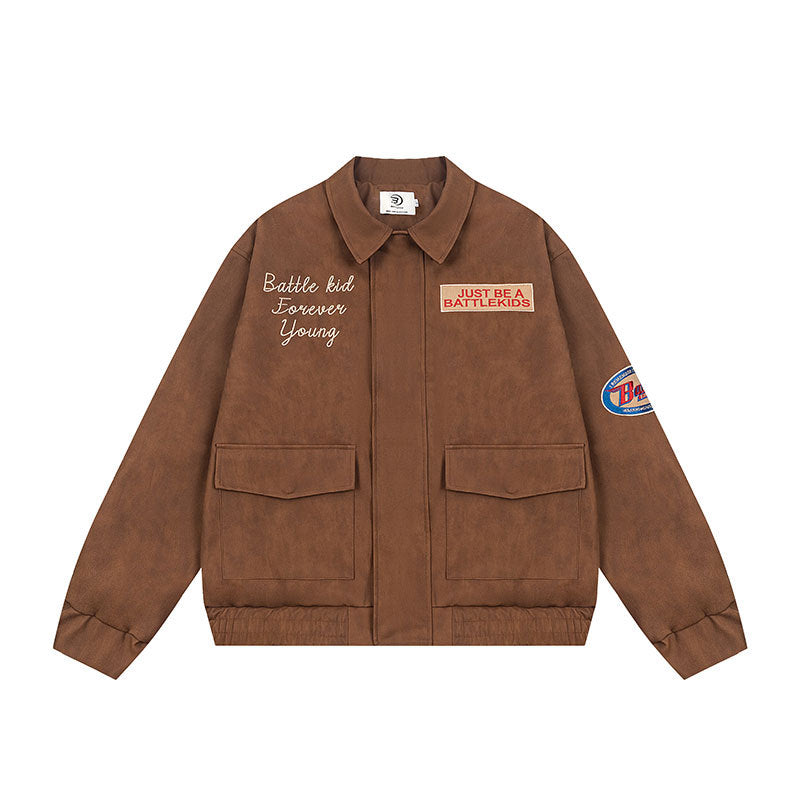 Chaqueta estilo aviador con cremallera y aspecto de piel