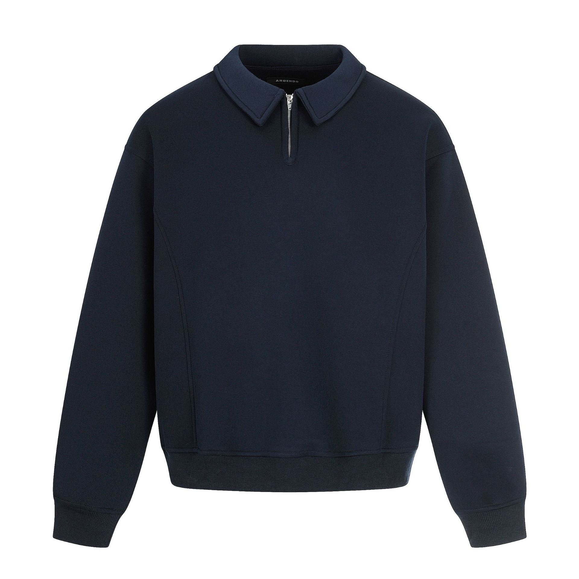 Image of Sudadera con capucha de corte holgado en mezcla de algodón con media cremallera