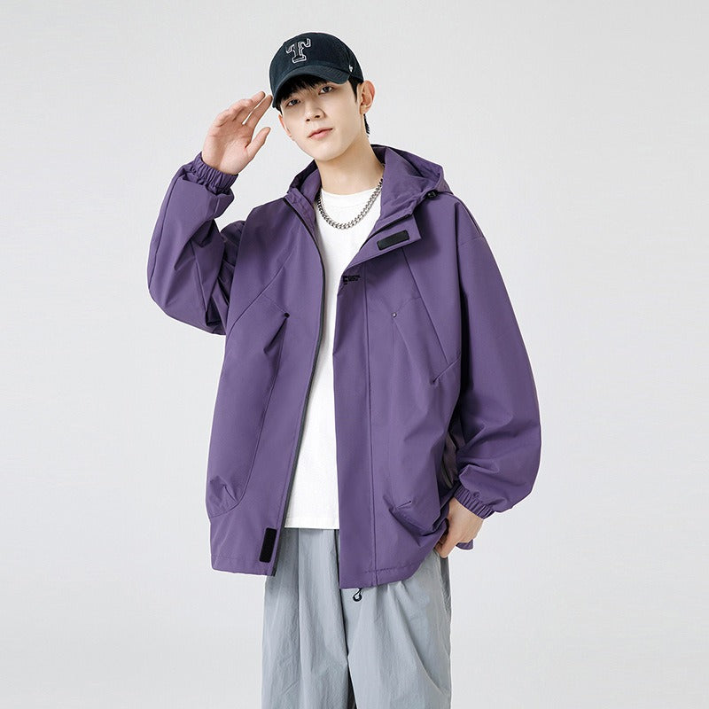 Chaqueta utilitaria de trabajo con cierre y diseño colorblock unisex