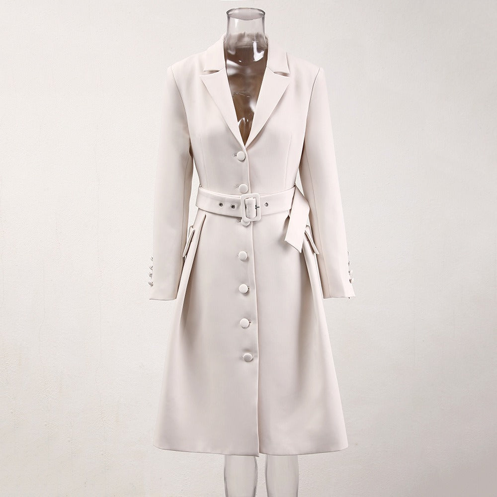 Image of Women's ivory single-breasted belted trench coat
