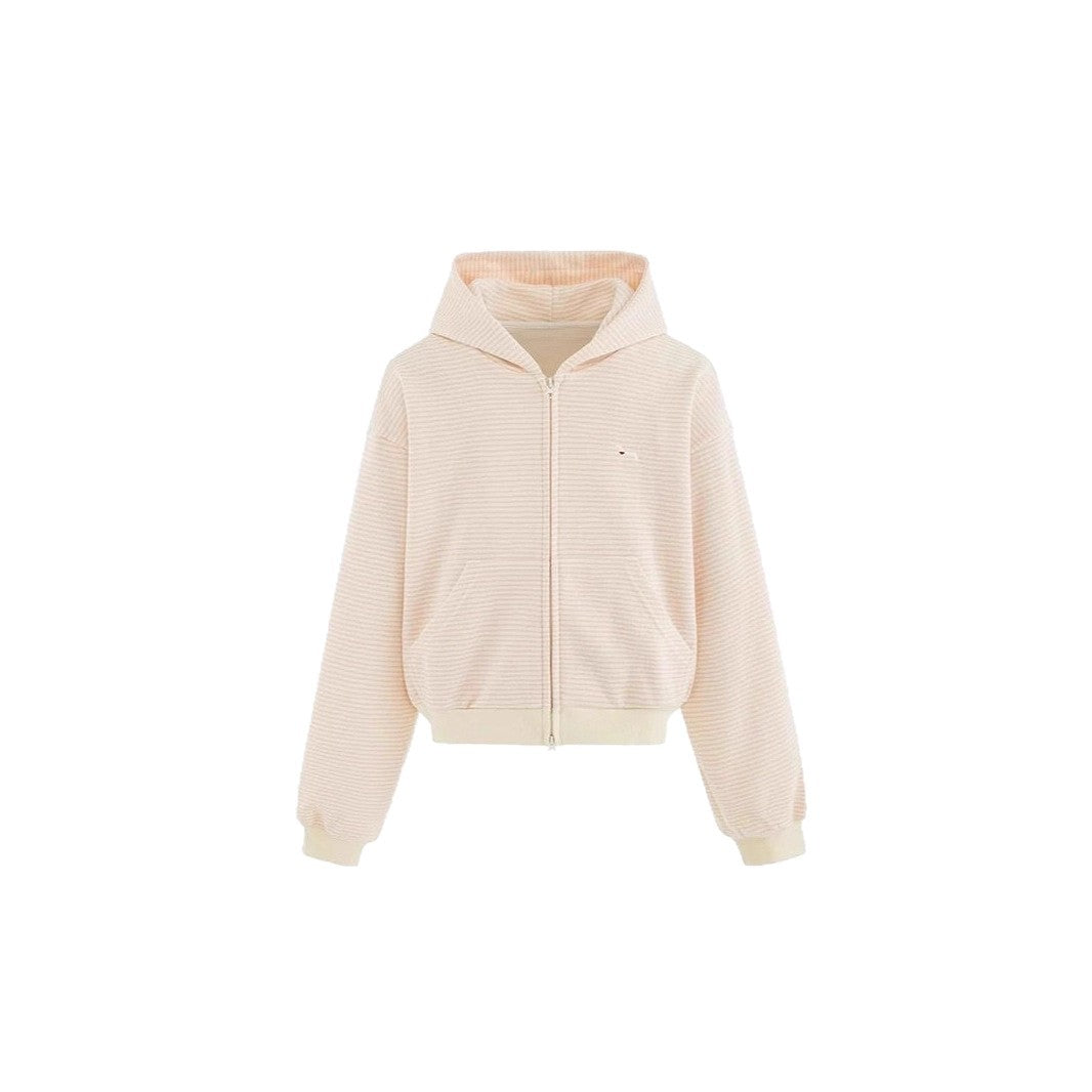 Image of Zeratta Women's striped cotton zip-up hoodie
