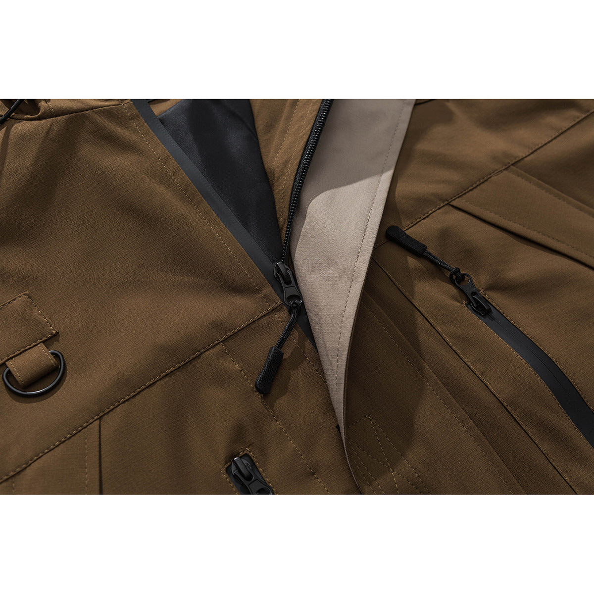 Chaqueta de poliéster con cremallera, capucha y para exteriores