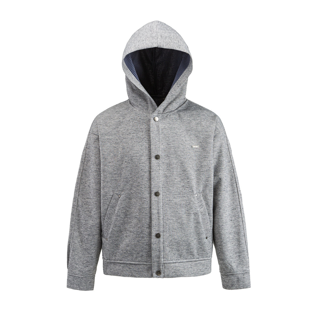 Retro striped patchwork hooded zip-up sweatshirt