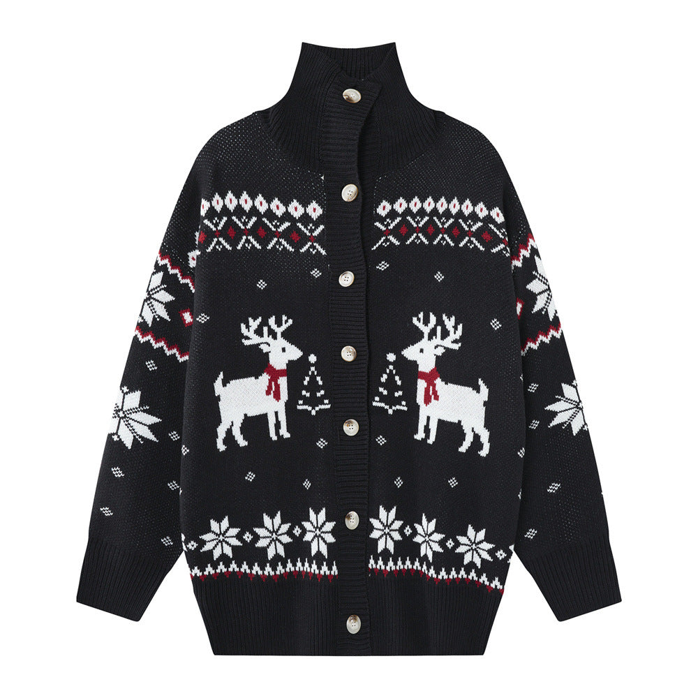 Image of Suéter navideño de punto acrílico con cuello redondo para hombre