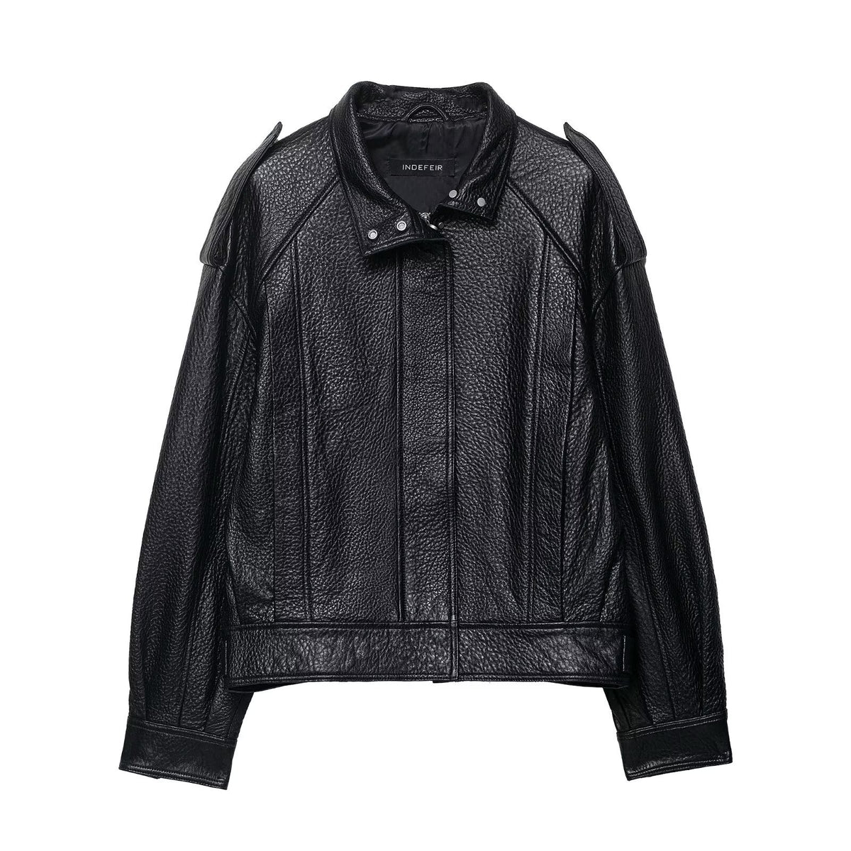 Black zip-up loose fit bomber jacket
