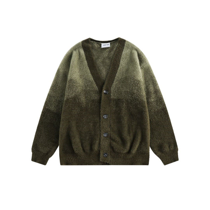 Image of Loose fit round neck knit cardigan