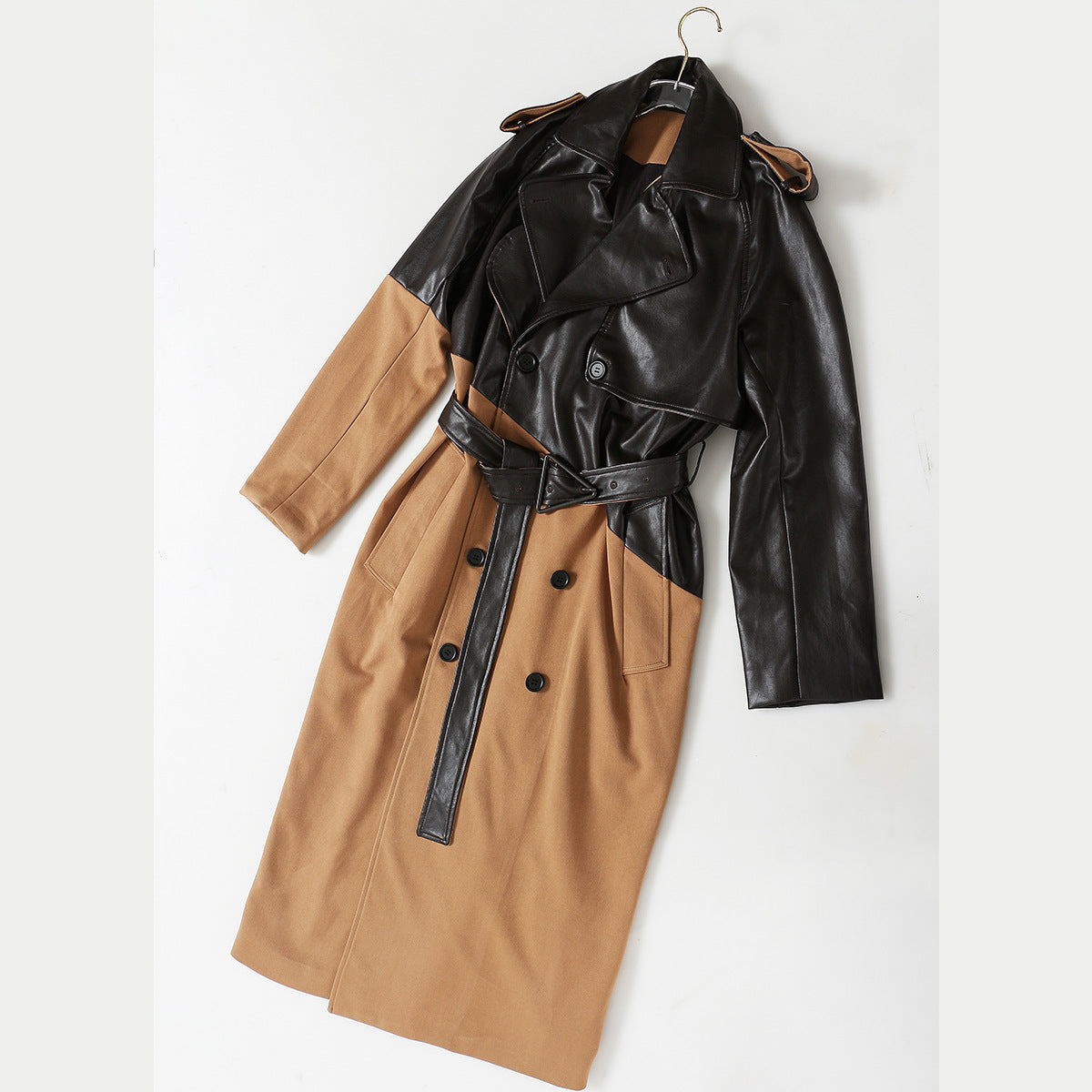 Image of Women's khaki panelled belted trench coat