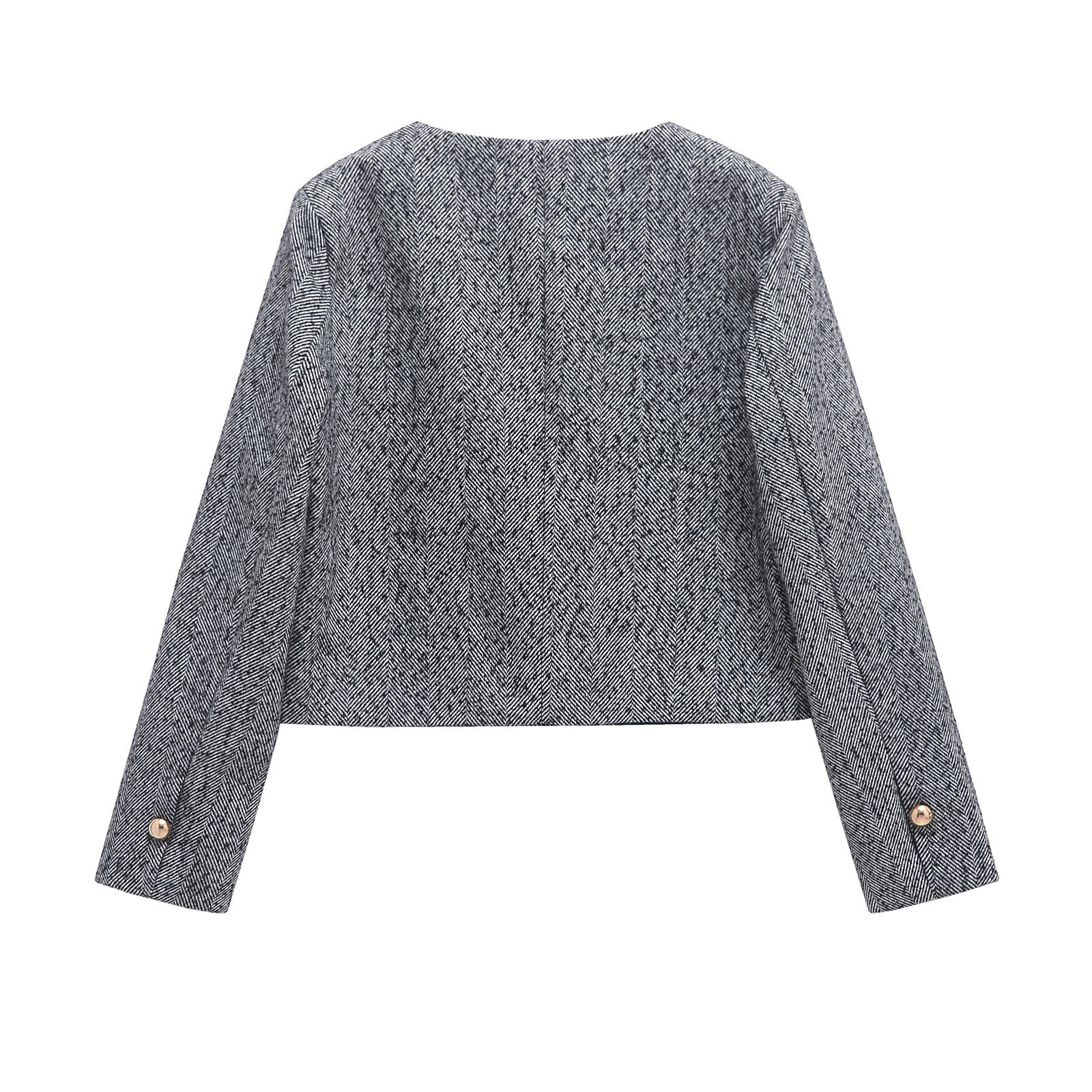 Image of Women's textured woven single-breasted jacket