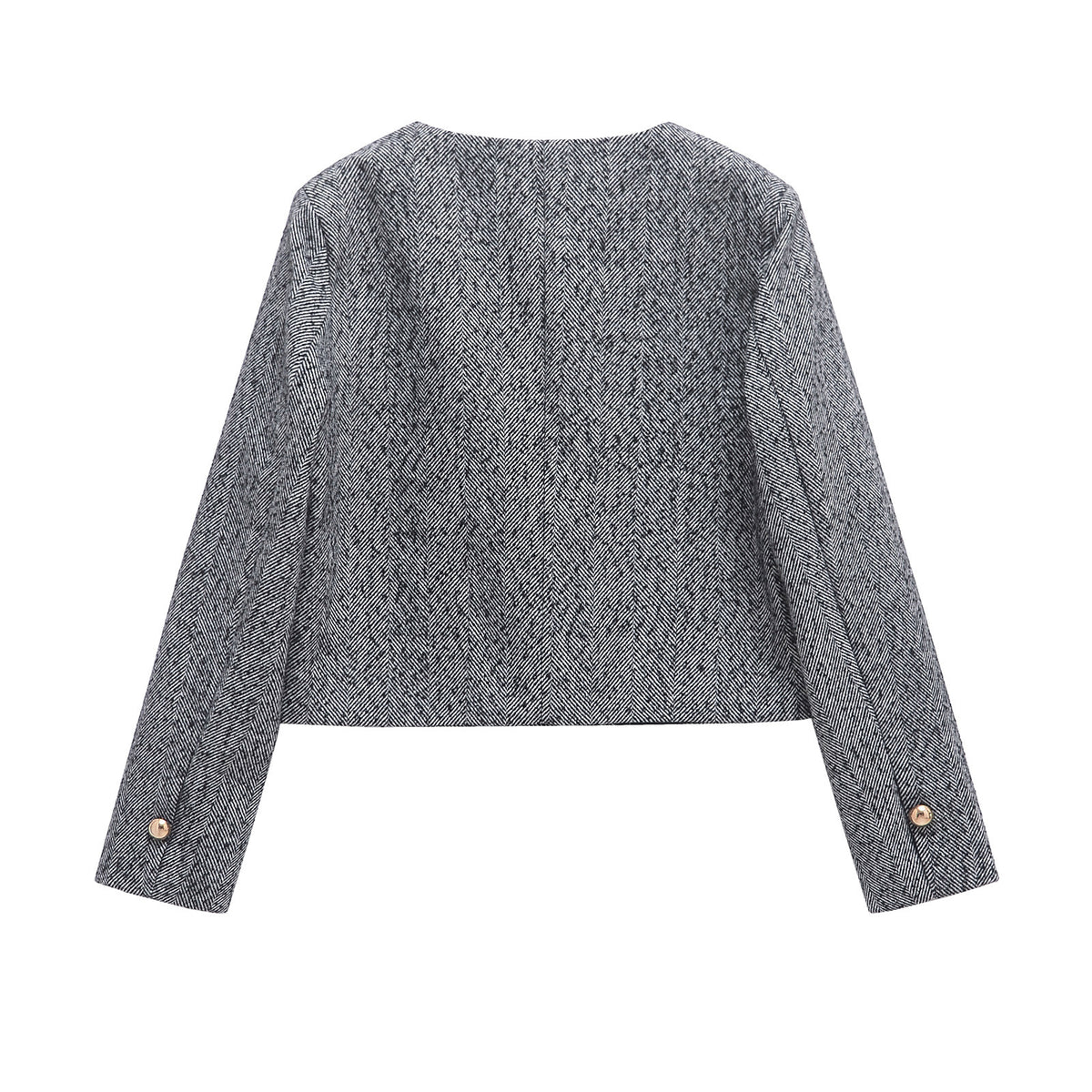 Women's textured woven single-breasted jacket