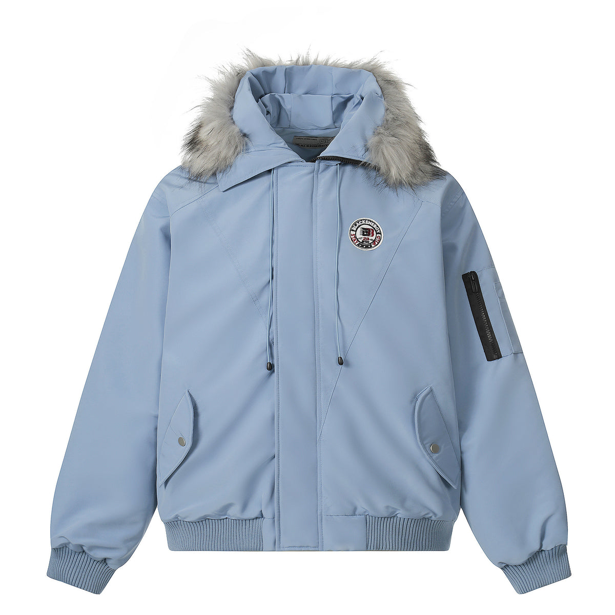 Cotton padded zip-up jacket with fur collar