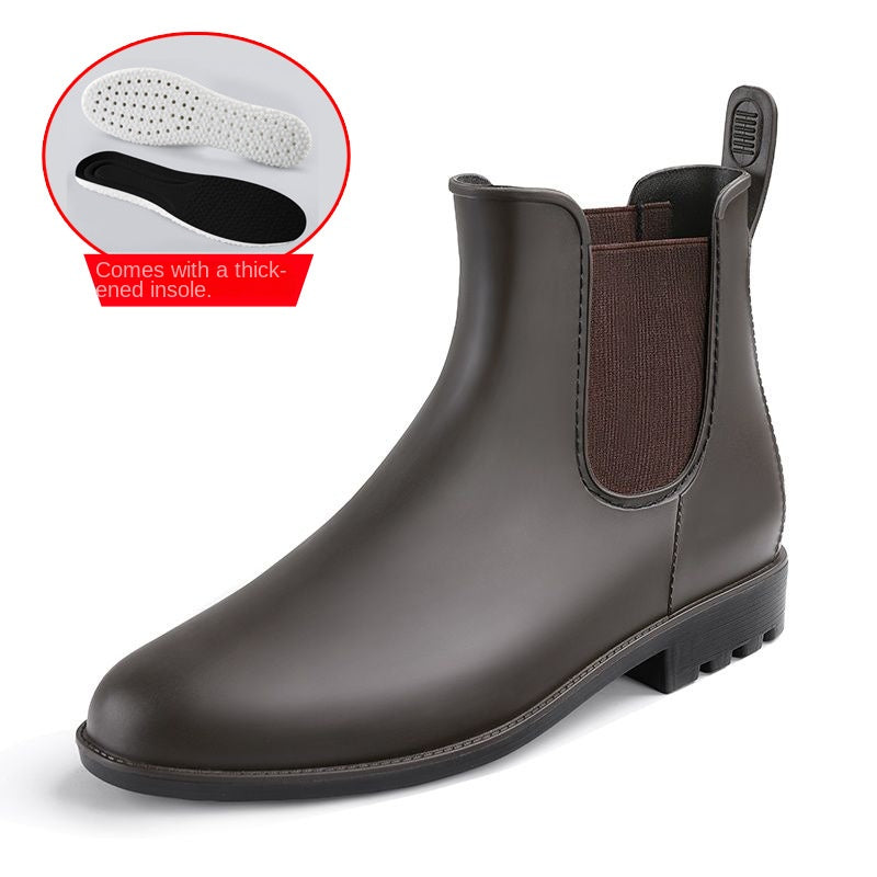 Women's matte finish low heel rain ankle boots