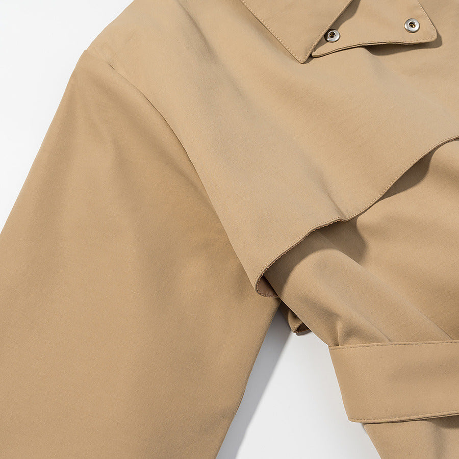 Image of Women's khaki single-breasted woven trench coat