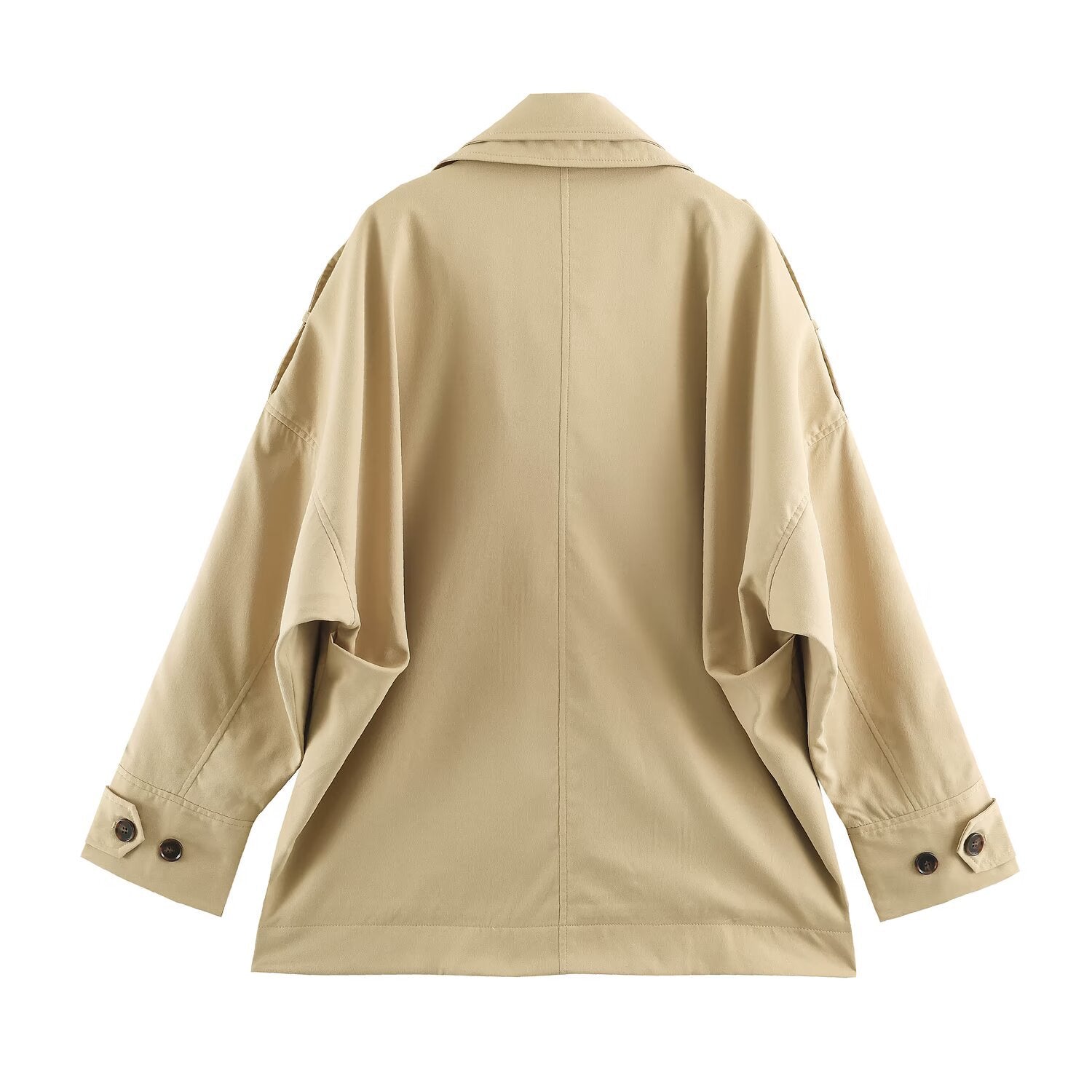 Image of Women's khaki loose fit double-breasted trench coat