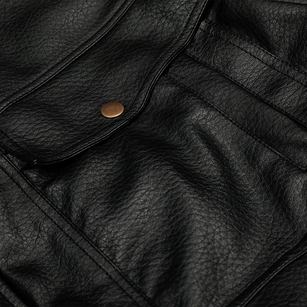 Image of Men's black hooded padded zip-up jacket