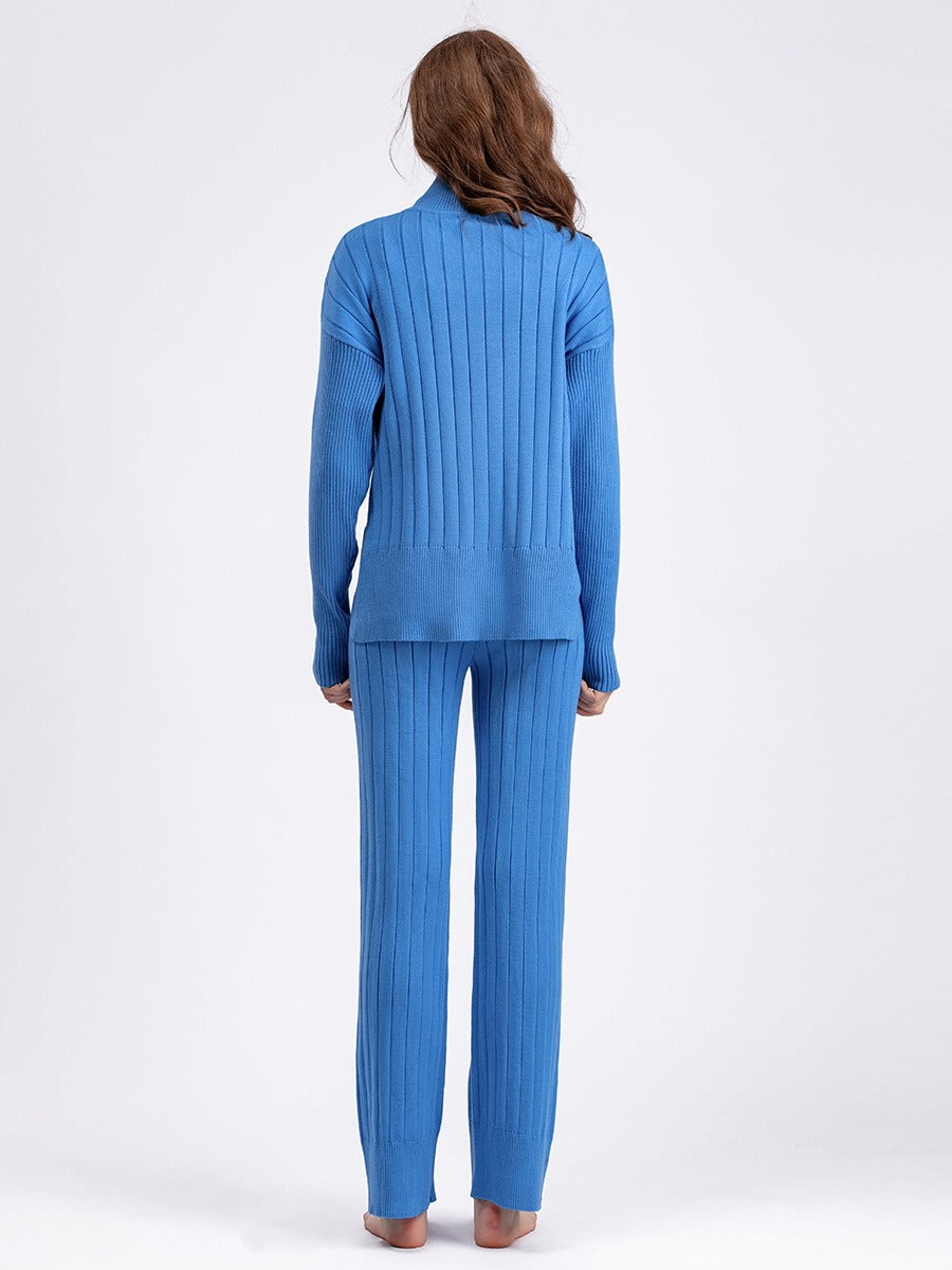 Women's two-piece turtleneck knit sweater set
