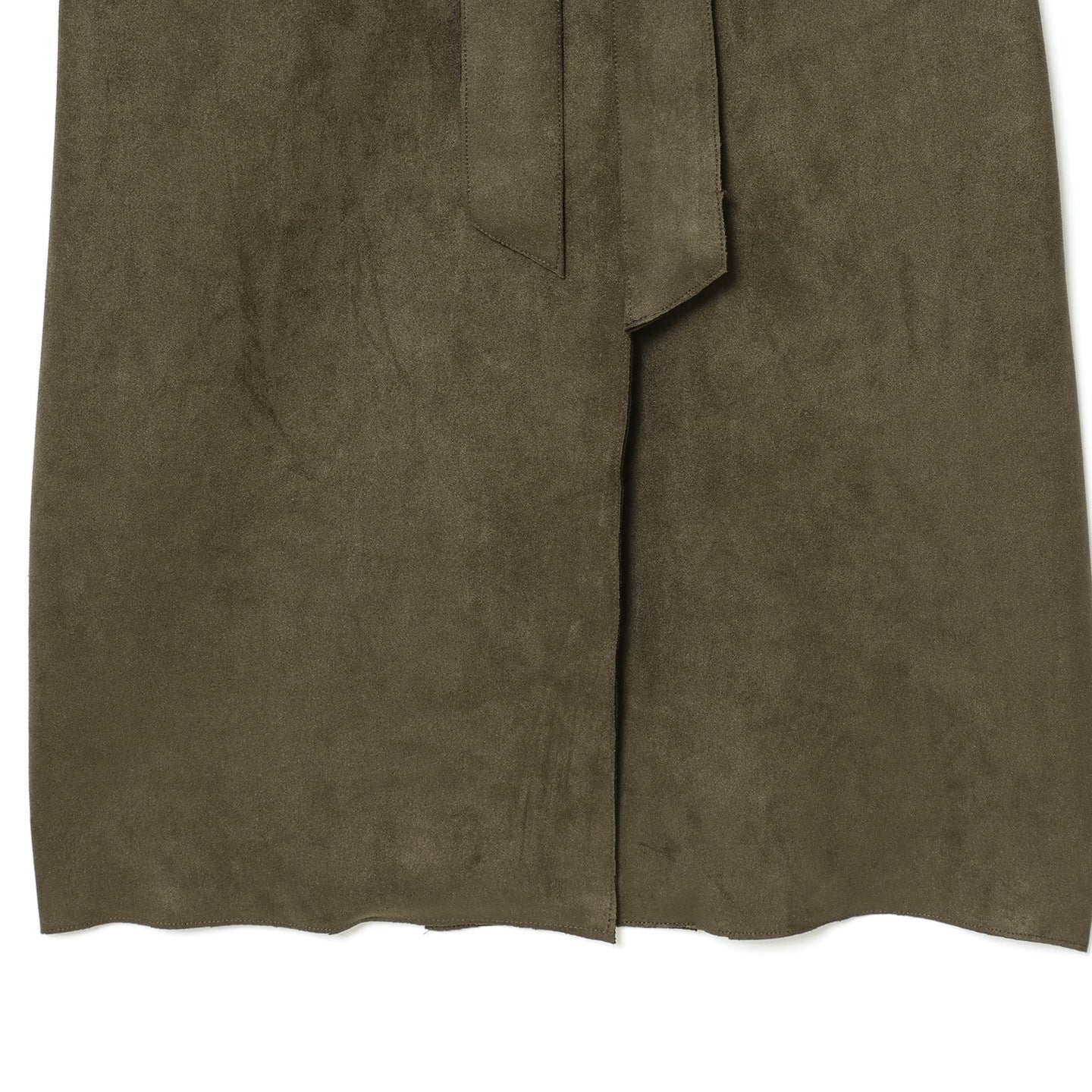 Image of Women's olive green suede-effect zip-up trench coat