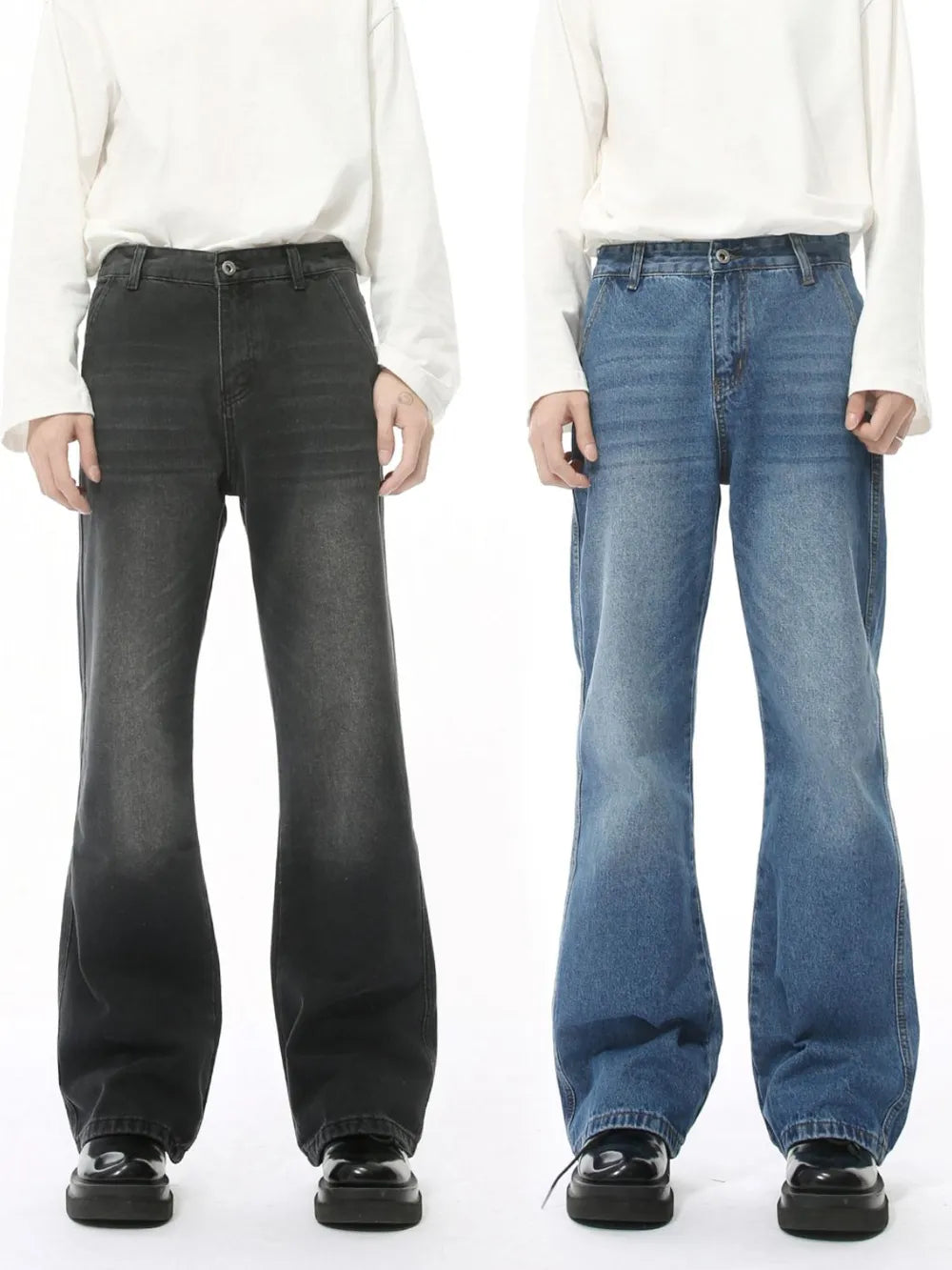Image of Medium and Dark Mid-Rise Jeans