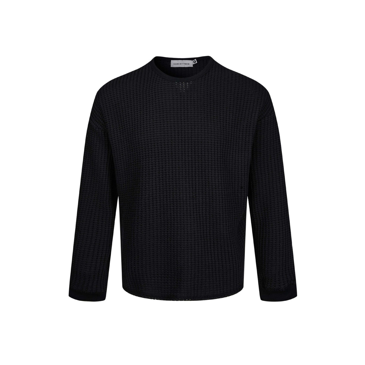Men's oversized textured crewneck long-sleeve top