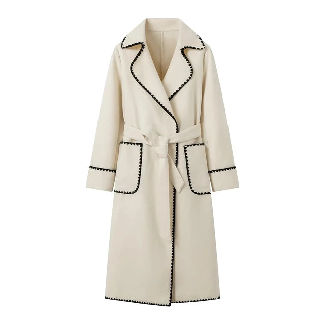 Image of Zeratta Women's belted notch collar long coat