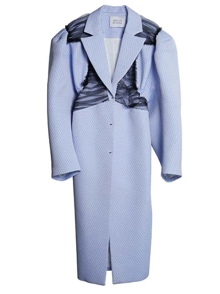 Image of Women's baby blue loose fit windbreaker trench coat