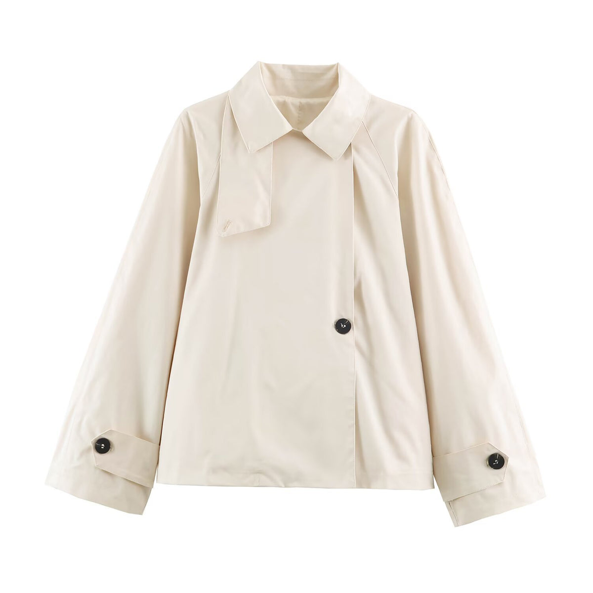 Zeratta Women's beige asymmetric button lapel trench coat