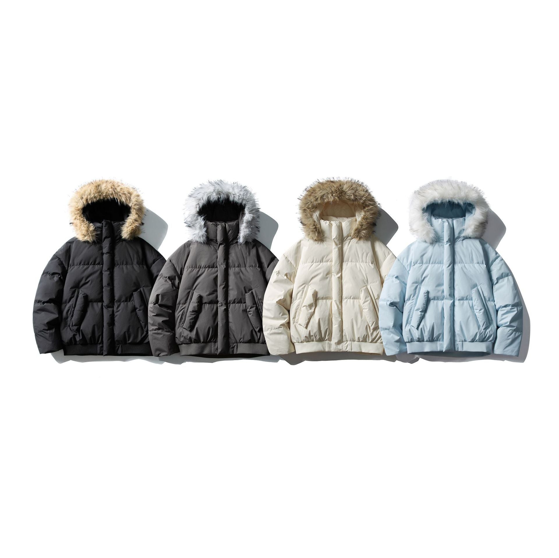 Image of Men's fur collar hooded down puffer jacket