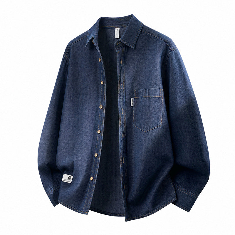 Image of Camisa de mezclilla de algodón de corte relajado para hombre