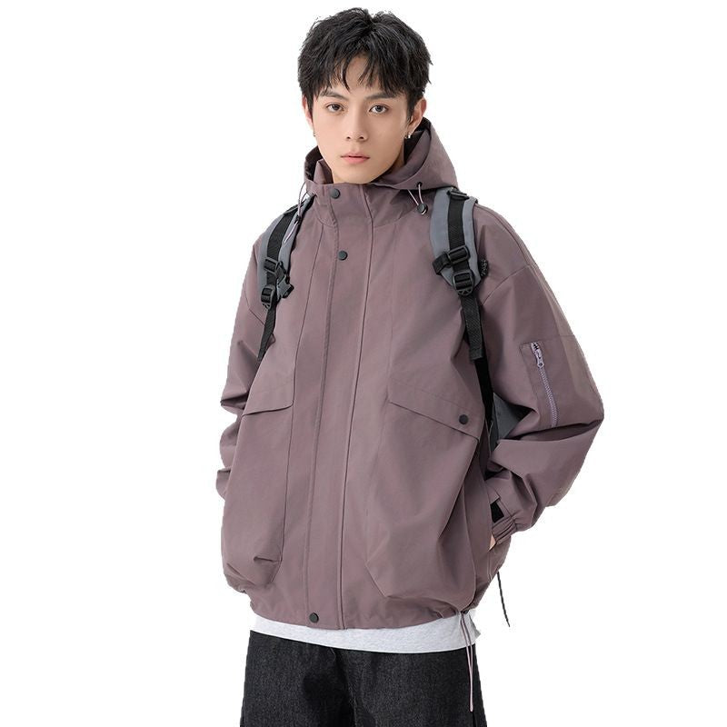 Image of Chaqueta con capucha y cremallera de corte holgado para hombre