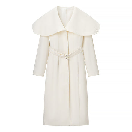 Trench coat tejido de un solo botón para mujer en color blanco