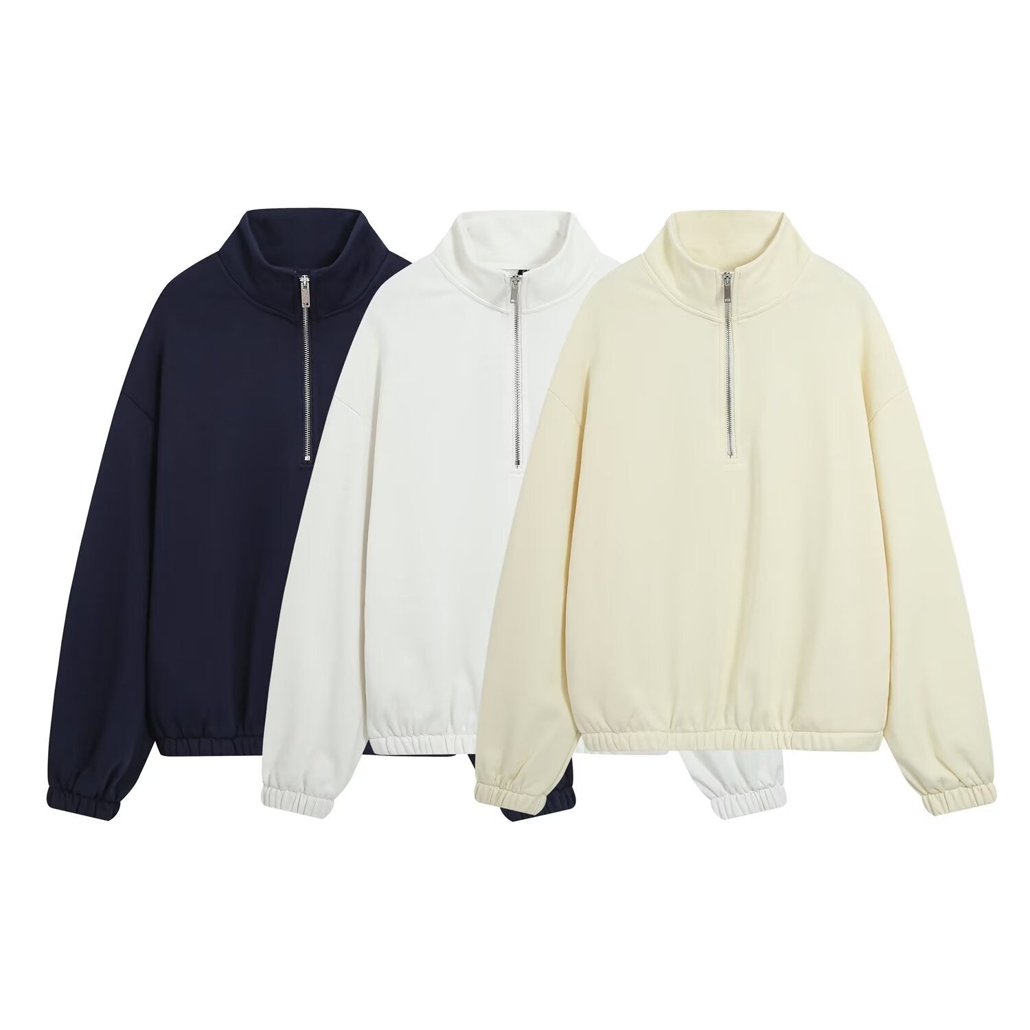Image of Solid color long sleeve zip-up sweatshirt