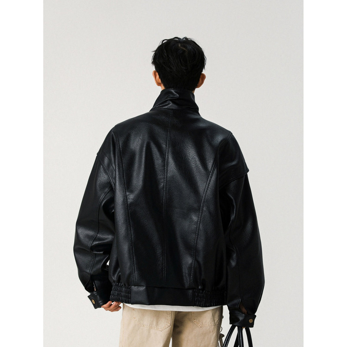 Men's stand-collar biker jacket, padded or unpadded