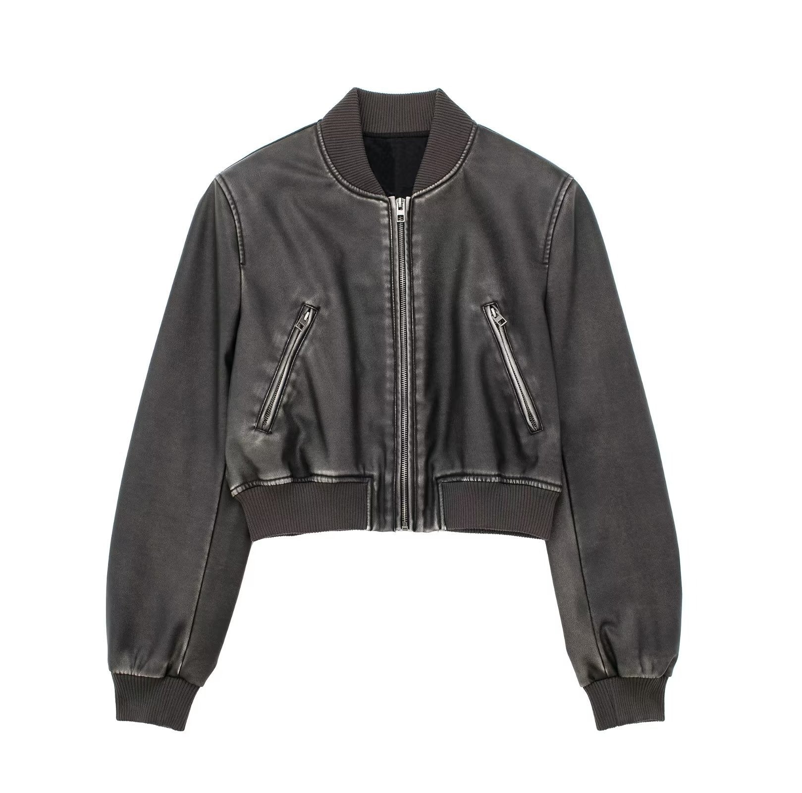 Image of Zeratta Women's black cropped zip-up jacket