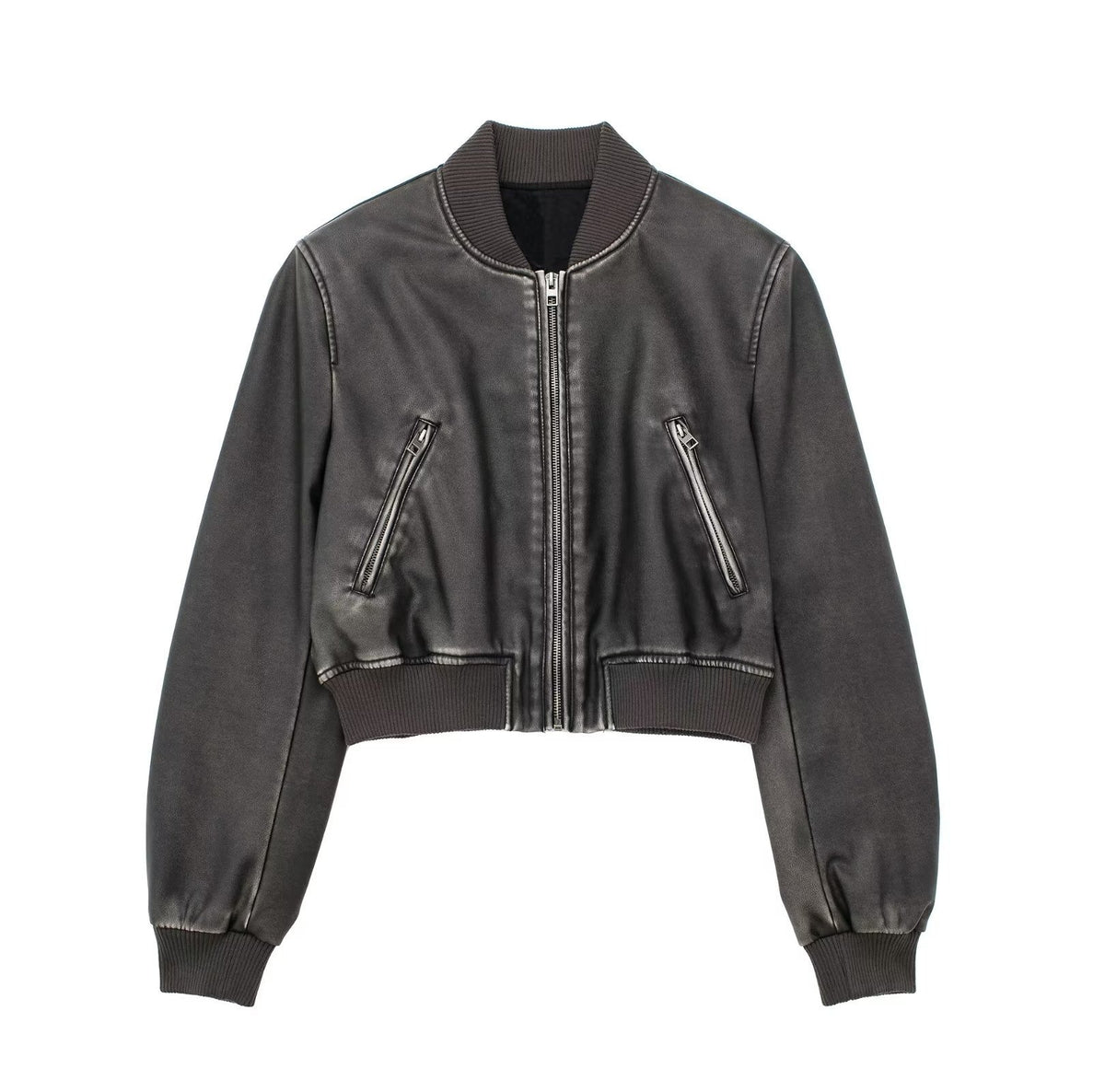 Zeratta Women's black cropped zip-up jacket