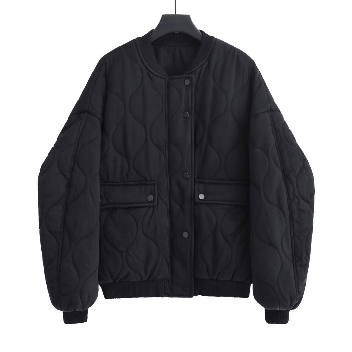 Women's stand collar snap-front padded jacket
