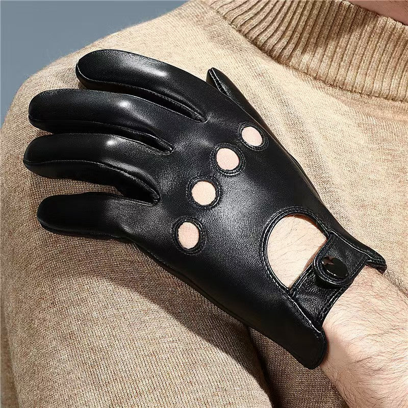 Image of Guantes de conducción de piel de cabra para hombre