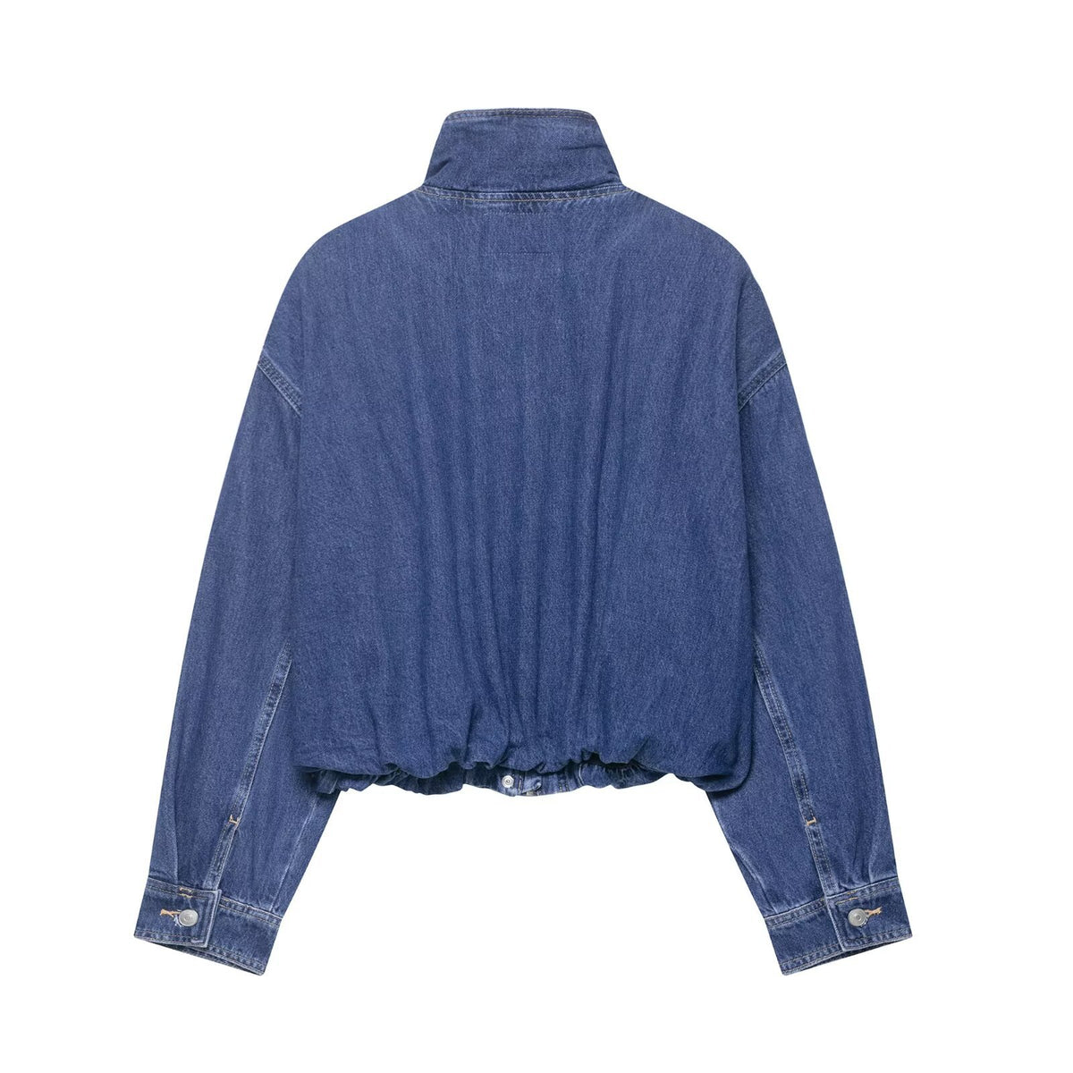 Chaqueta de mezclilla azul con cremallera para mujer