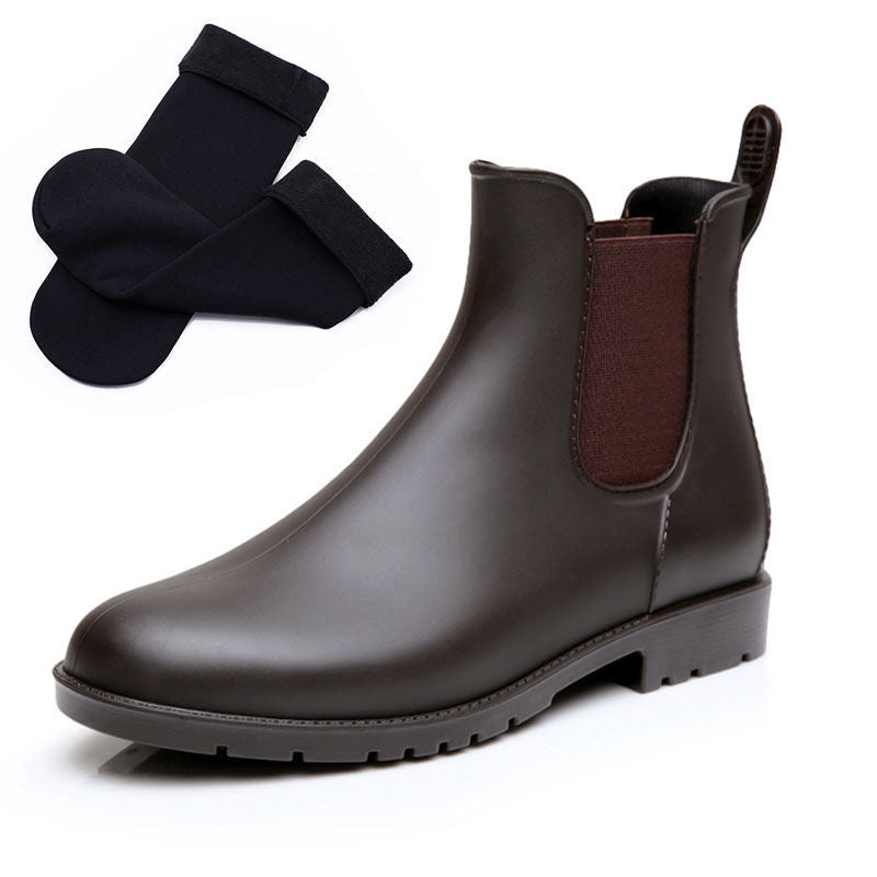 Image of Women's matte finish low heel rain ankle boots