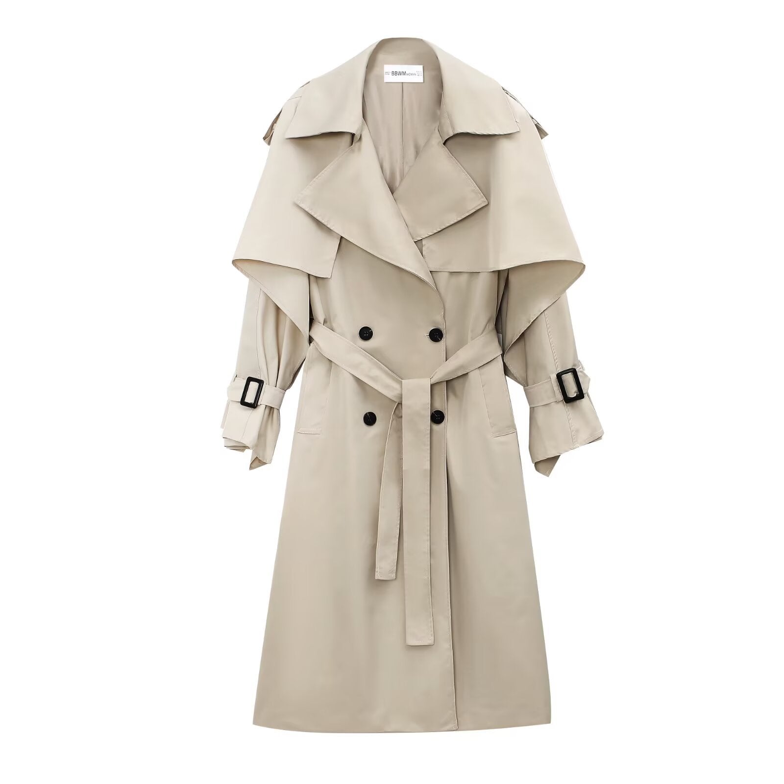 Image of Zeratta Women's apricot double-breasted short trench coat