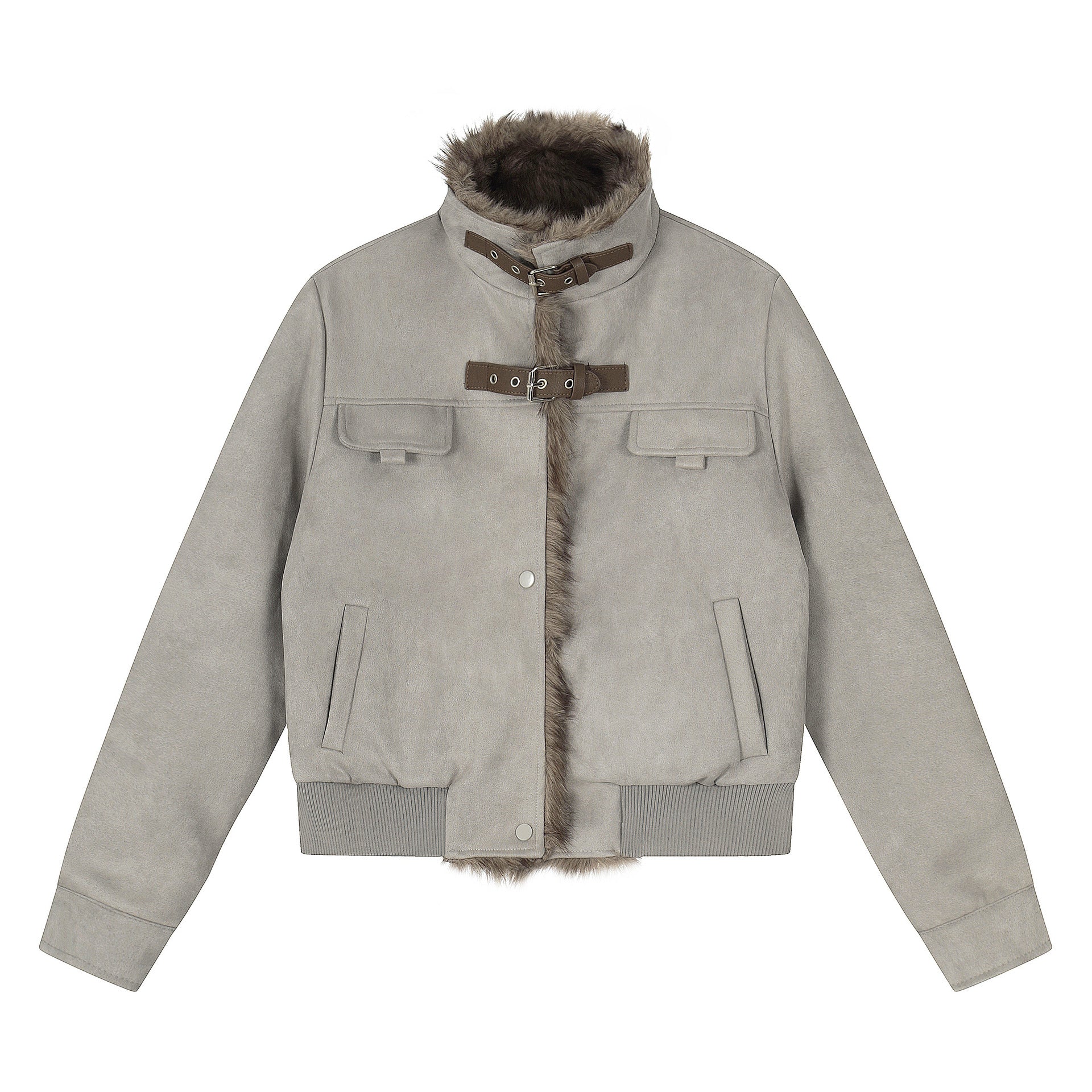 Image of Quilted Stand-Collar Zip-Up Jacket