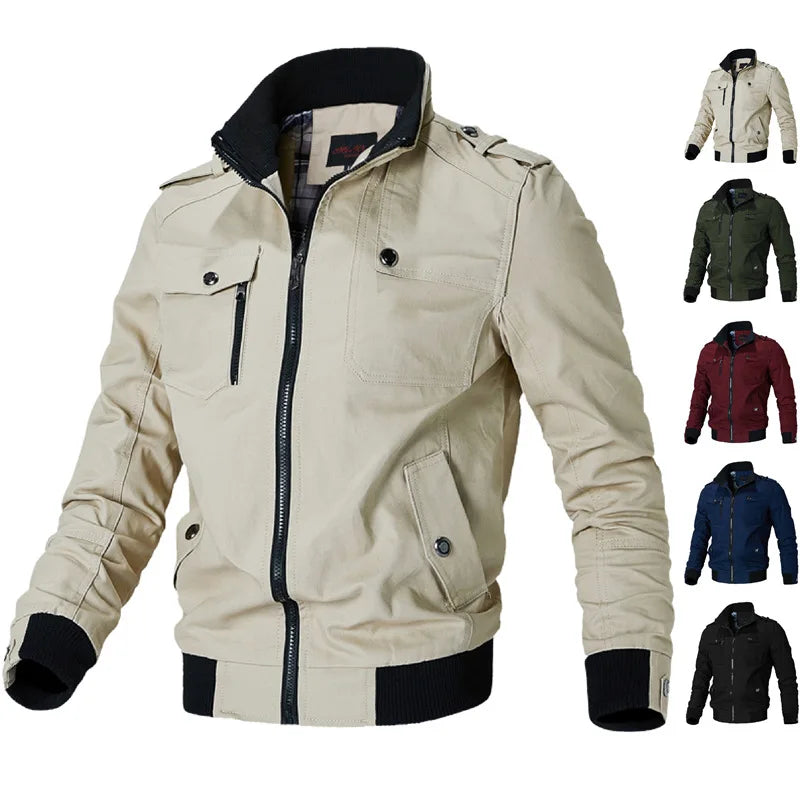 Men's casual zip-up flight bomber jacket