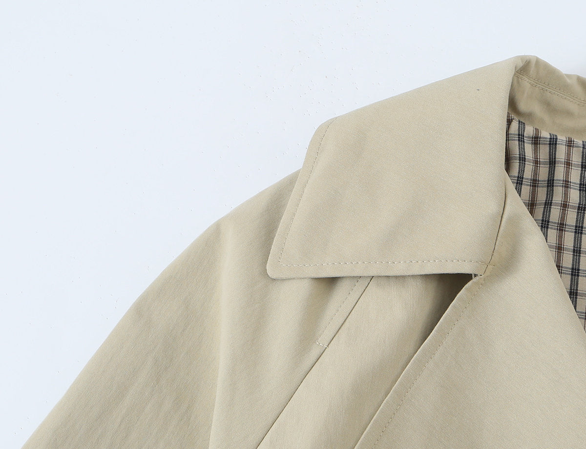 Image of Women's khaki tie-waist double-breasted trench coat
