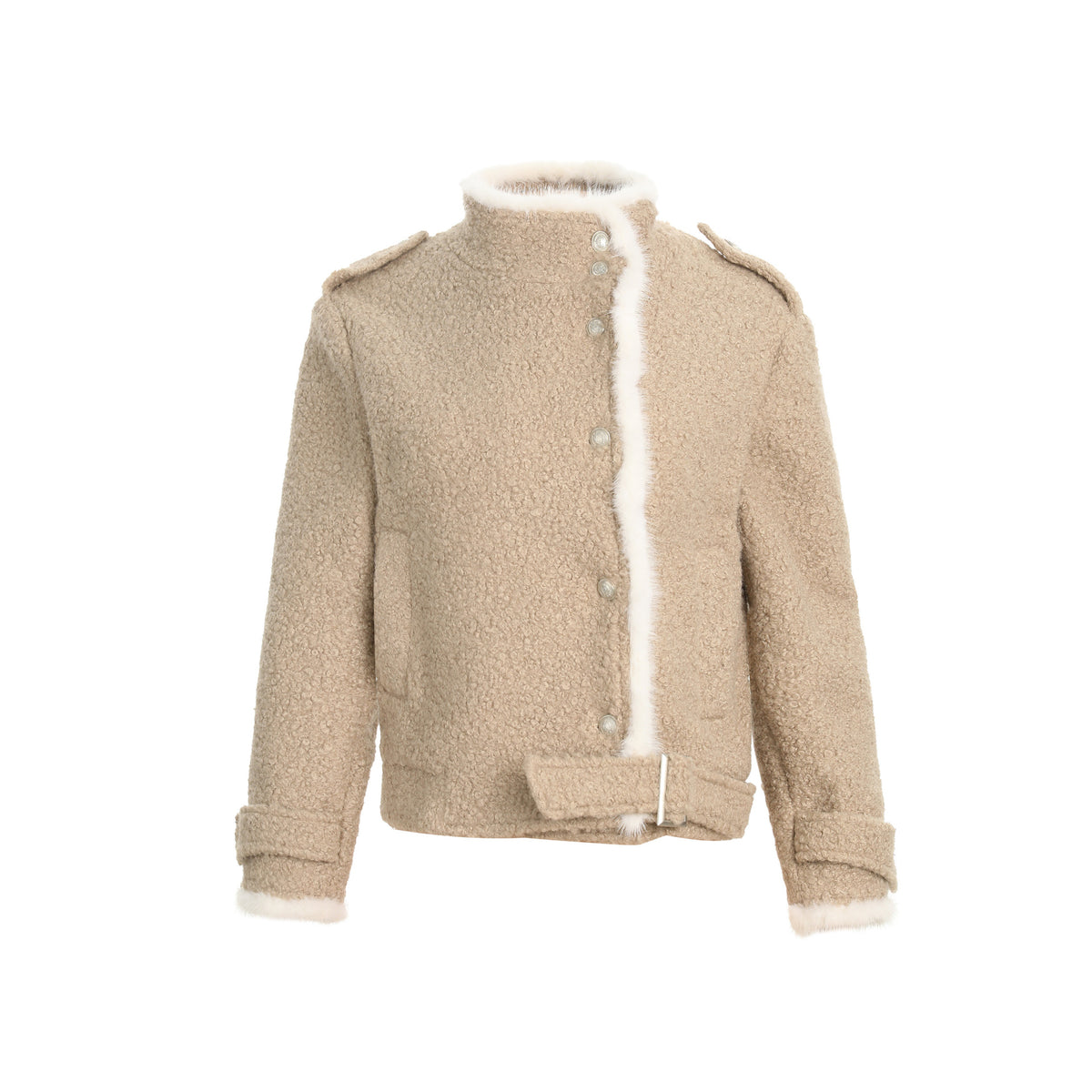 Women's cropped stand collar zip-up jacket