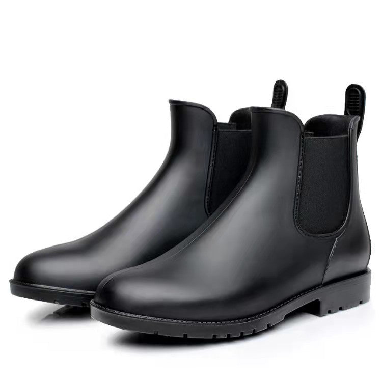 Women's matte finish low heel rain ankle boots