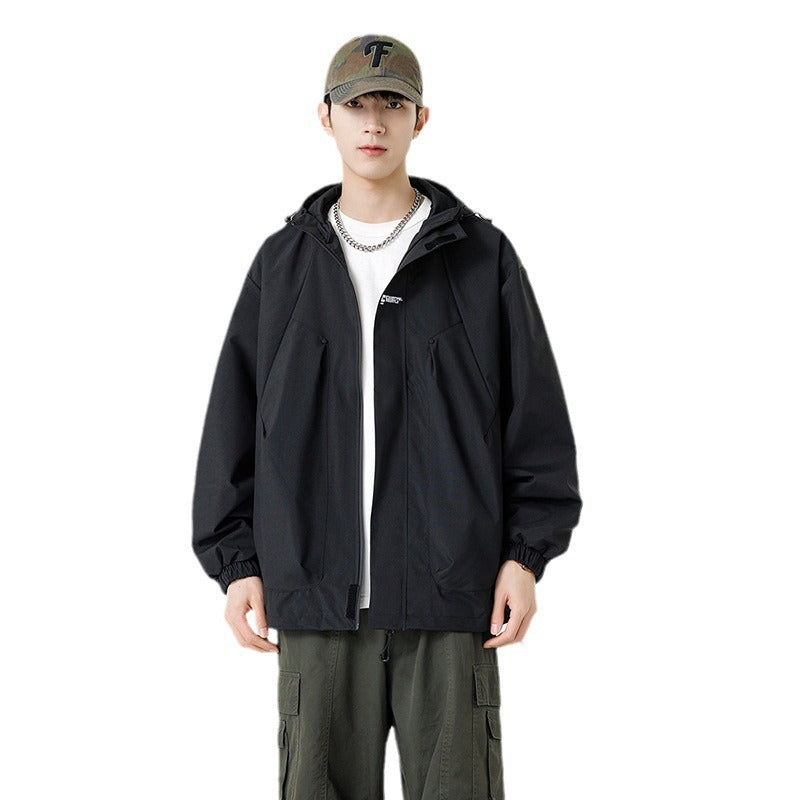 Unisex colorblock utility workwear zip-up jacket
